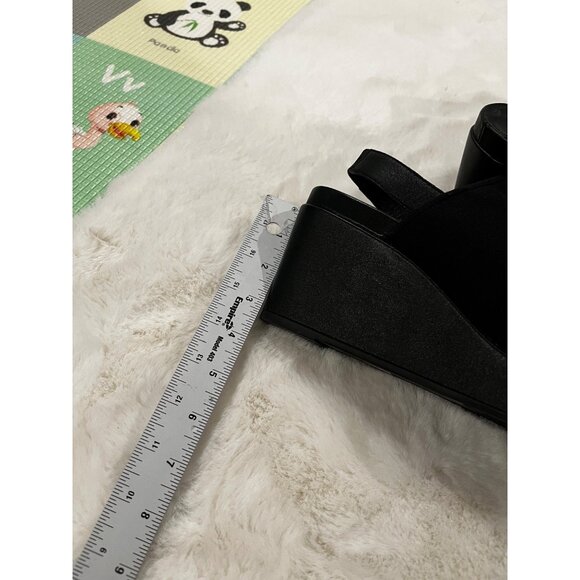 Eileen Fisher Black Peep Toe Slingback Platform Wedge Heels Size 8.5 - Picture 8 of 9